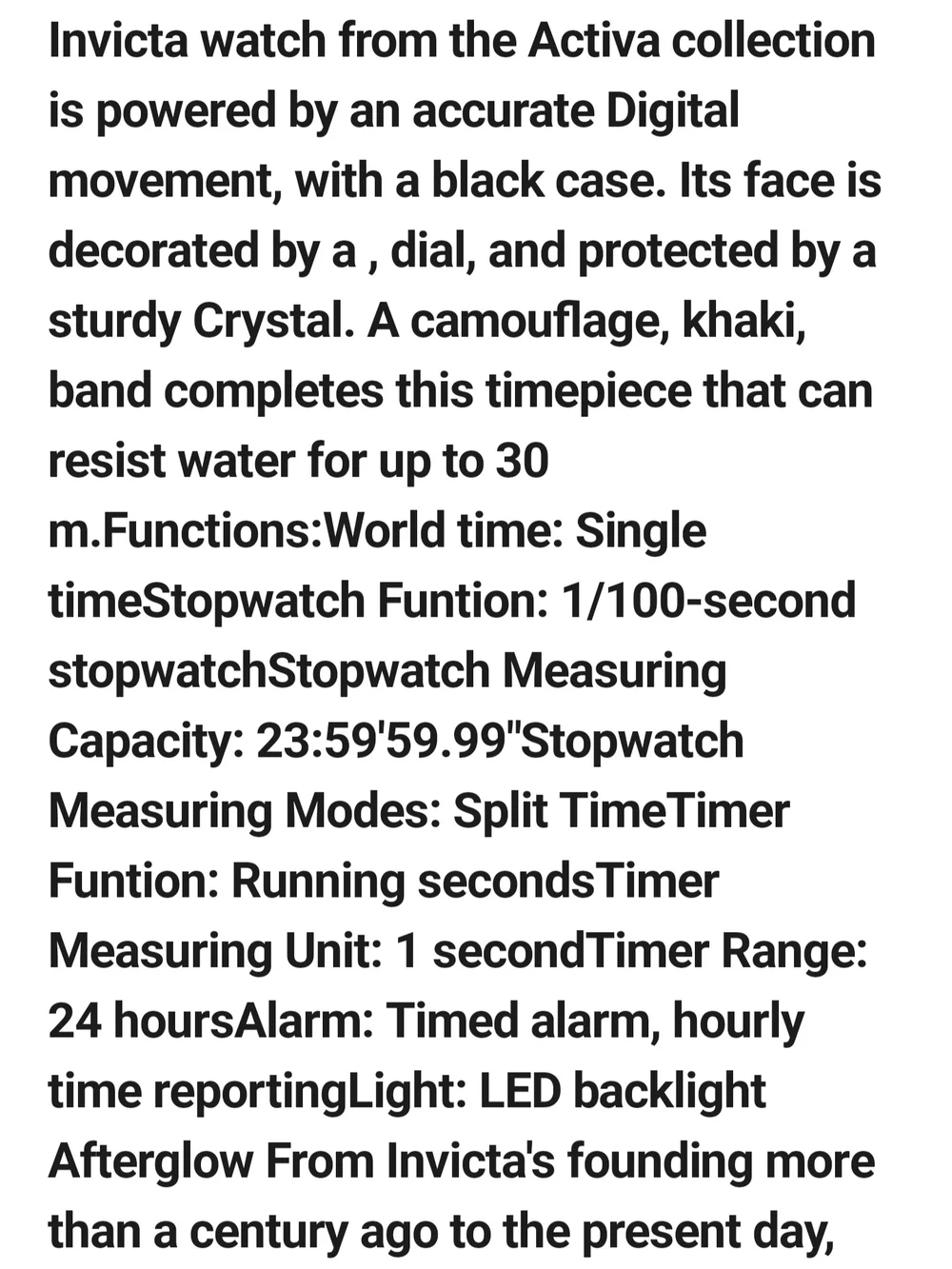 Invicta Men's Digital Camouflage Sport Watch - Black & Khaki